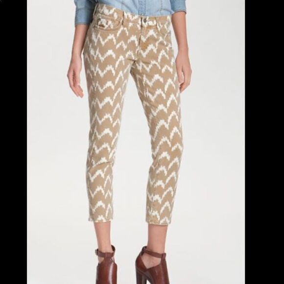 7 For All Mankind Toffee Ikat Cropped Skinny Jeans NWT - Picture 10 of 11